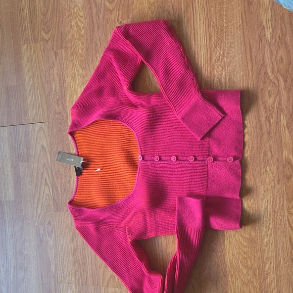 J.Crew Pink Cardigan Size XS Scoopneck Stretch NWT $118 Pink and Orange - Picture 2 of 6